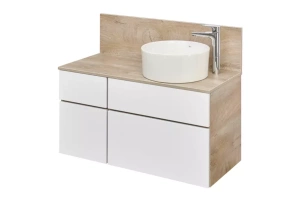 Тумба с раковиной Mila 35 и столешницей Aquaton Мишель 100 белый-светлое дерево