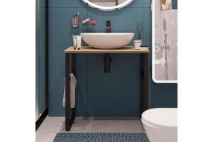 Консоль DIWO Элиста 80 светлое дерево, с раковиной Moduo 55 Leaf