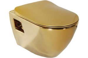Унитаз подвесной Creavit Single TP325 золото, сиденье микролифт