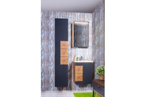 Зеркало-шкаф Бриклаер Фостер 50 R, дуб золотой, с подсветкой - 2