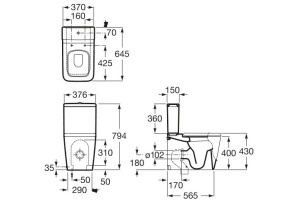 Унитаз напольный Roca Inspira square с крышкой, белый (342537000) - 2