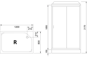Душевая кабина Royal Bath HP 120х80 R профиль хром стекло матовое - 3
