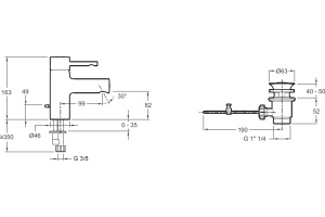 Смеситель для раковины Jacob Delafon Odeon Rive Gauche хром - черный - 3
