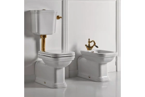 Сиденье для унитаза Kerasan Waldorf с системой микролифт, белый / бронза (418601) - 3