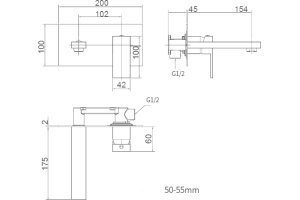 Смеситель для раковины STWORKI FD10004 встраиваемый, С ВНУТРЕННЕЙ ЧАСТЬЮ - 2