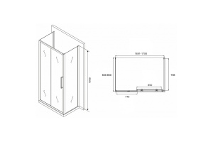 Душевой уголок Abber Schwarzer Diamant 170х85 хром стекло матовое - 2
