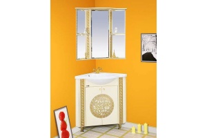 Зеркало-шкаф Misty Olimpia Lux 60 угловой R бежевая патина - 3