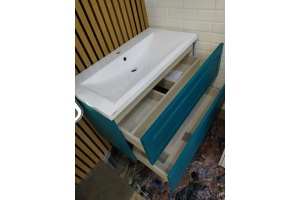 PLATINO База под раковину подвесная с двумя выкатными ящиками, Бирюзовый матовый AM-Platino-900-2C-SO-TM - 3