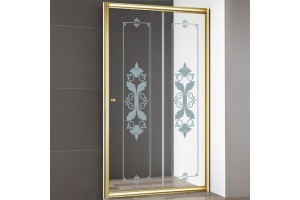 Душевая дверь в нишу Cezares Giubileo-BF-1 стекло с узором, золото
