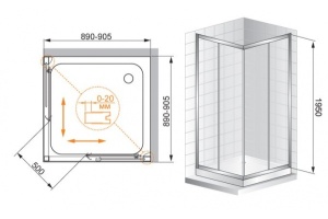 Душевой уголок Cezares Family 195х90 (FAMILY-A-2-80-C-Cr) - 2