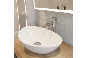 Мебель для ванной STWORKI Берген 60 серая со светлой столешницей 122, раковина Moduo 55 Leaf, R - 3