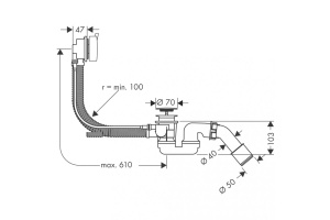 58150000 HG Flexaplus S система слива-перелива для ванны - 2