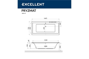 Акриловая ванна Excellent Pryzmat 160х75 белая с гидромассажем - 2