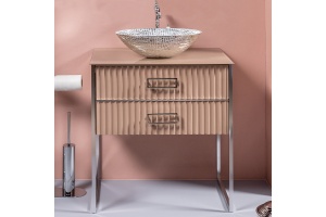 Тумба под раковину чашу Boheme Armadi Art Monaco 80 бежевый глянец - хром