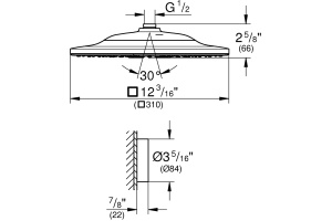 Верхний душ Grohe Rainshower 310 SmartConnect 26643000 с пультом дистанционного управления - 3