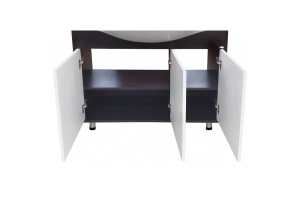 Тумба под раковину Misty Панда 92 левая белая - темное дерево - 2