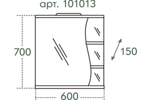 Зеркало-шкаф СанТа Волна 60 L - 3