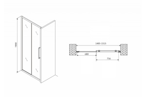 Душевая дверь Abber Schwarzer Diamant 150 хром (AG30150MH) - 3