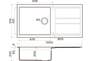 Мойка кухонная Omoikiri Kitagawa графит (4993786) - 2