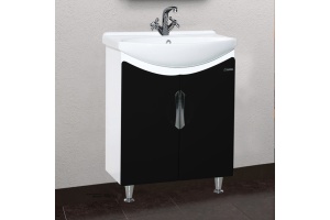 Тумба с раковиной Bellezza Лагуна 65 прямая черная