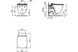 P387001 Пневмо-набор, состоящий из T359601 STRADA II AquaBlade® Подвесной унитаз с сидением и крышкой soft-close + R0309AA Пневматический промо-набор - 3