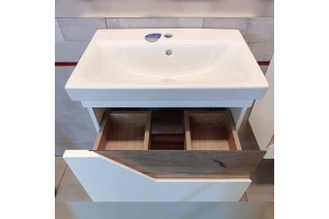 Тумба под раковину Бриклаер Брайтон 80 белая матовая/дуб кера (4627125415821) - 3