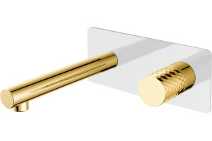 Смеситель для раковины Boheme Stick white, diamond gold (125-WG)