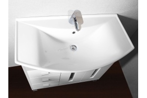 Мебель для ванной Бриклаер Бали 85 светлая лиственница, белый глянец - 3