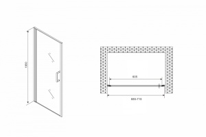 Душевая дверь Abber Sonnenstrand 70 хром (AG04070M) - 3
