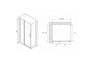 Душевой уголок Abber Sonnenstrand 140х100 хром стекло прозрачное - 2