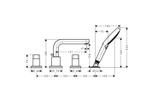 Смеситель hansgrohe Metris S на край ванны, на 4 отверстия, хром 31443000, хром - 2
