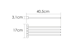 Полотенцедержатель четверной WasserKRAFT 40.5 поворотный сталь матовый - 2