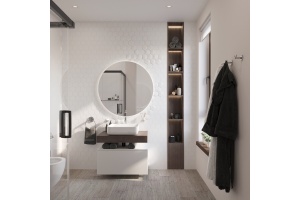 Мебель для ванной STWORKI Ольборг 80 столешница дуб карпентер, без отверстий, с тумбой 80, с раковиной STWORKI Soul 1 белой - 2