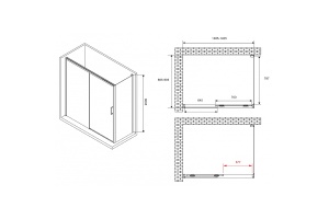 Душевой уголок Abber Komfort 140х90 хром стекло прозрачное - 2