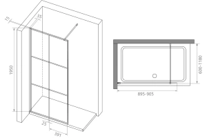 Душевая перегородка RGW Walk In WA-111B 90х195 профиль черный стекло прозрачное - 3