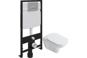 Комплект Унитаз подвесной STWORKI Дублин SETK3504-0605 с микролифтом + Система инсталляции для унитазов EWRIKA ProLT 0026-2020 с кнопкой смыва 0051 хром