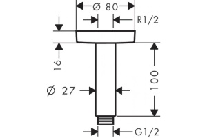 Кронштейн для верхнего душа Hansgrohe S шлифованный черный хром - 2