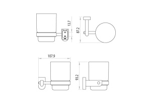 Стакан стеклянный для зубных щеток с настенным держателем Lemark Omega (LM3136C) - 2