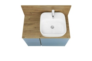 Тумба с раковиной Одри 42 и столешницей Aquaton Мишель 80 светлое дерево-голубой - 2