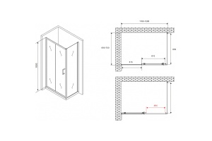 Душевой уголок Abber Schwarzer Diamant 120х70 черный стекло прозрачное - 2