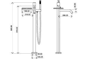 Напольный смеситель для ванны Boheme Stick белый с золотом - 2