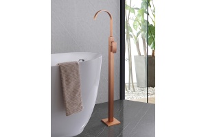 Смеситель для раковины напольный Abber Wasserfall розовое золото матовое - 2