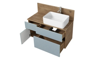 Тумба под раковину Aquaton Мишель 100 без столешницы светлое дерево-голубой - 3
