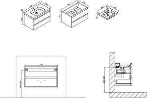 Тумба под раковину Vincea Luka 80 серое дерево - 2