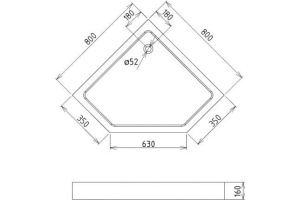 Душевой поддон Gemy  80x80 см (ST09T) - 2