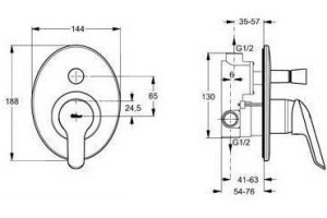 A6997AA BALANCE встраиваемый смеситель для ванны/душа - 2