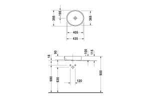 Раковина, Duravit, Starck 2, ширина, мм-435, глубина, мм-395, высота, мм-115, тип установки-накладной, отверстия для смесителя-отсутствуют, декор-без декор? - 2
