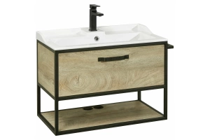 Комплект мебели Aquaton Лофт Фабрик 80 с раковиной Фабиа 80 светлое дерево  - 3