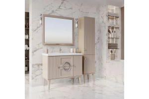 Шкаф-пенал для ванной ASB-Woodline Федерика 40 тирамису софт - 2