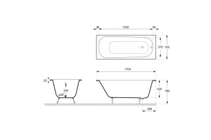 Ванна чугунная Delice Continental 170х70 белый - 2